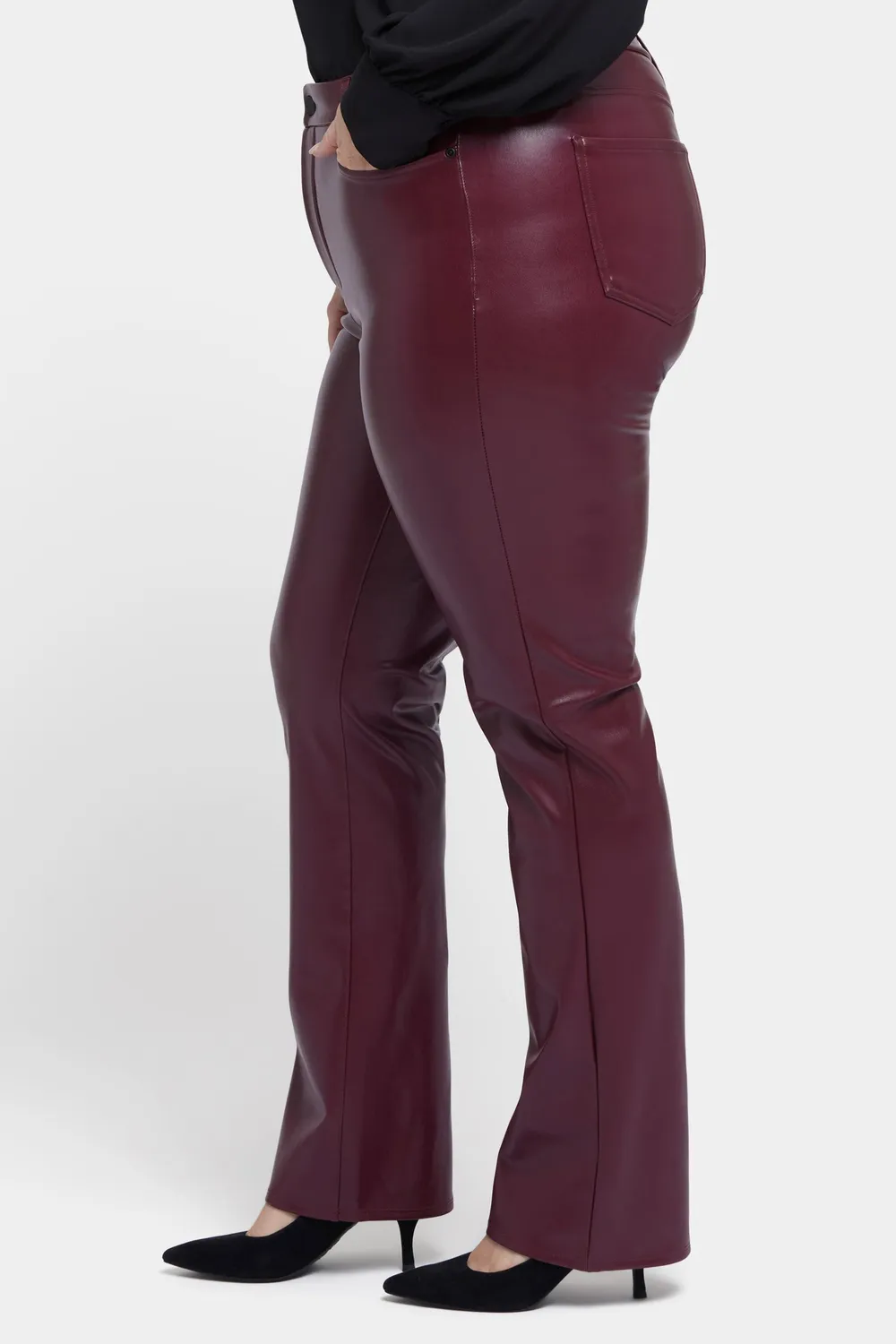 NYDJ Faux Leather Marilyn Straight Pants Hose Tavern