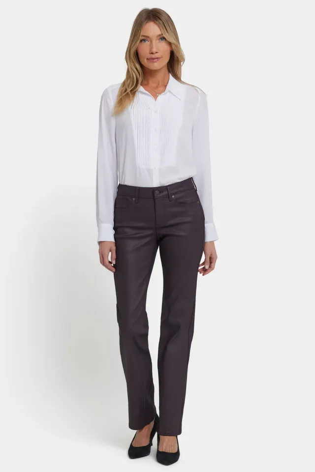 NYDJ Marilyn Straight Coated Jeans Fig Lila 32 Inch