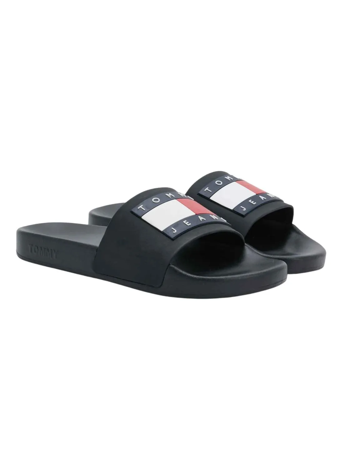 Tommy Jeans Flag Pool Slide Damen Schlappen Schwarz 38 EU