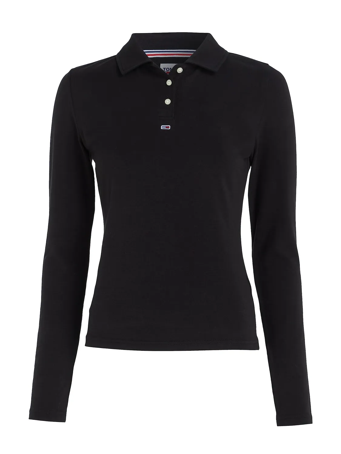 Tommy Jeans Damen Langarm Polo Shirt XS Pique Kragen