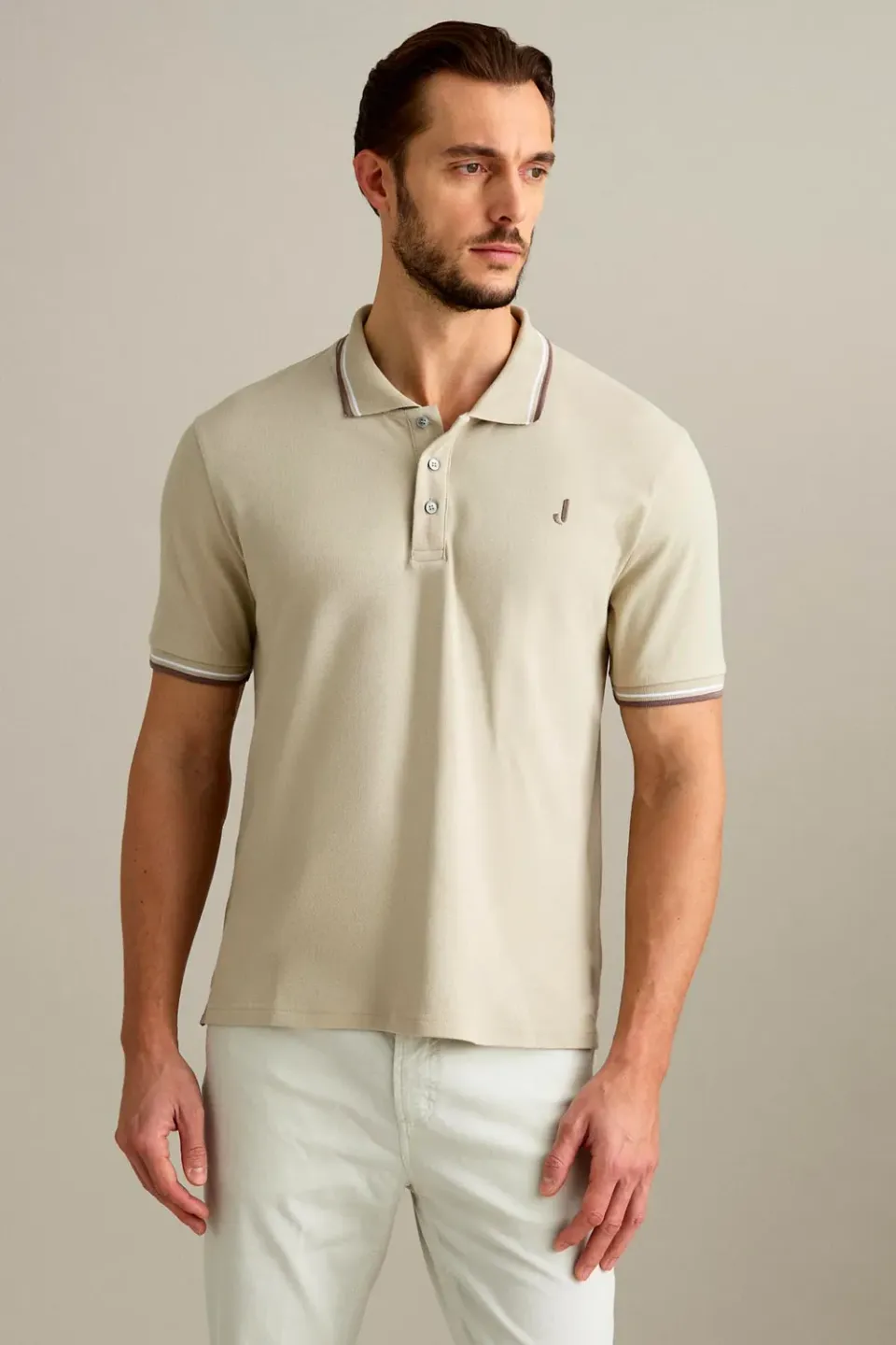 Jeckerson Polo Kurzarm Poloshirt hellbeige Piqué