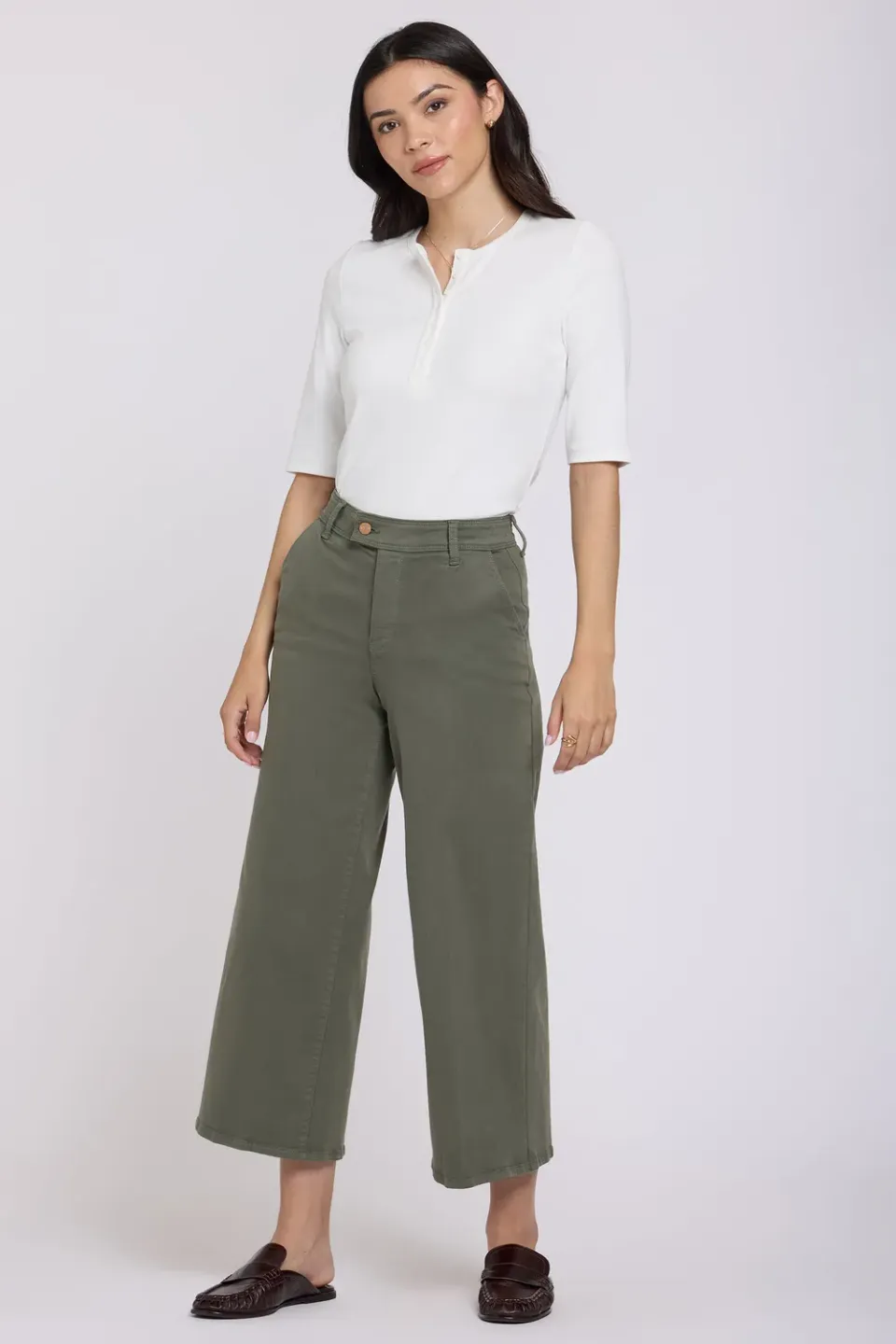 NYDJ Mona Wide Leg Jeans Desert Green High-Rise