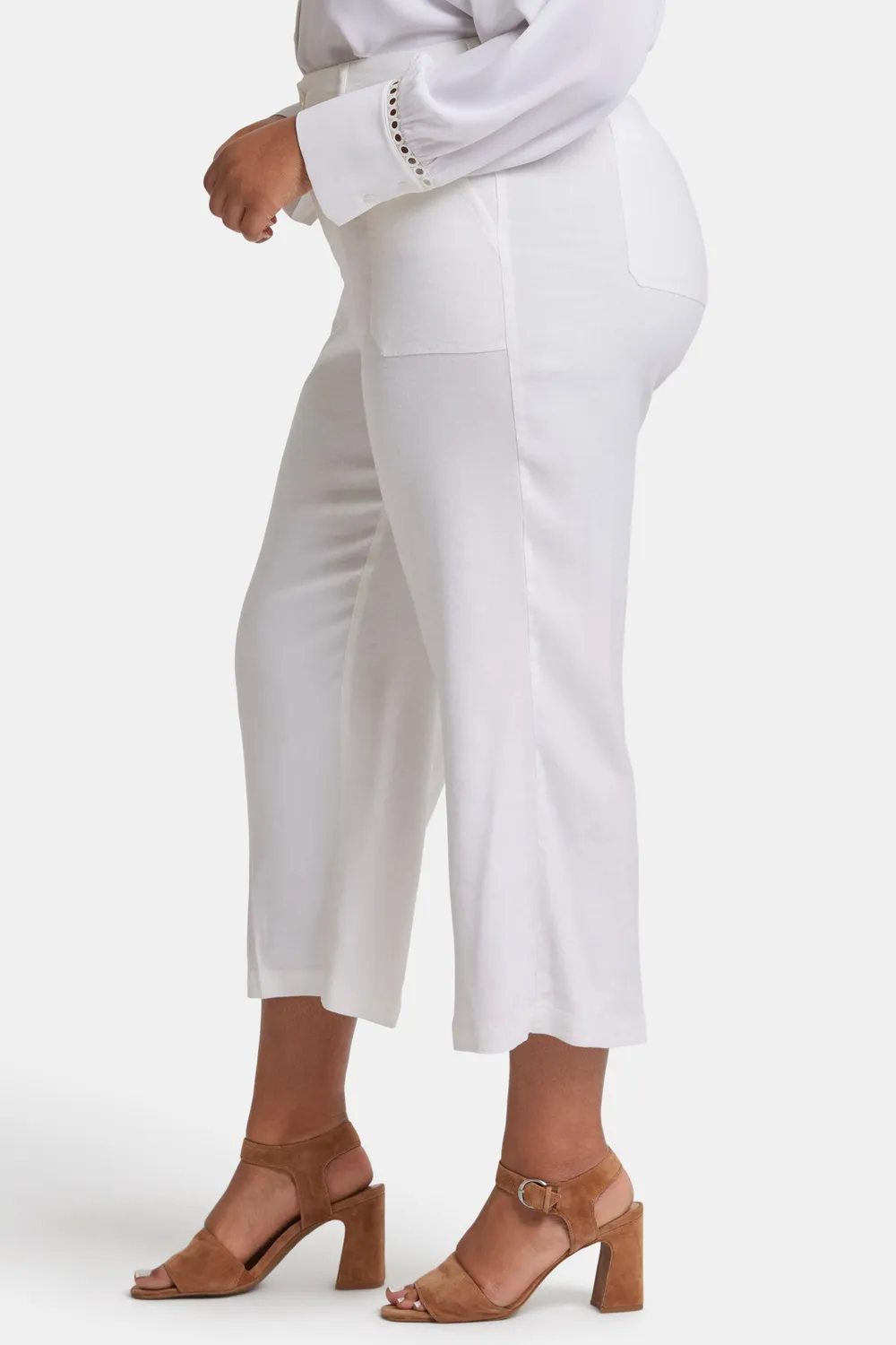 NYDJ Wide Leg Cargo Capri Plus Optic White 14W-28W