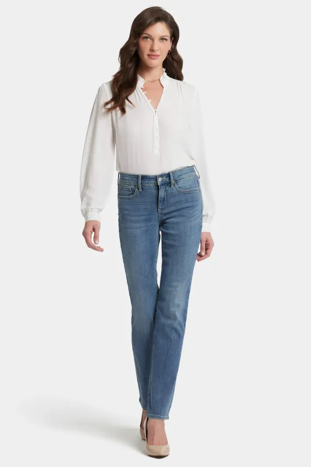 NYDJ Marilyn Straight Jeans Heyburn Wash Blau Stretch
