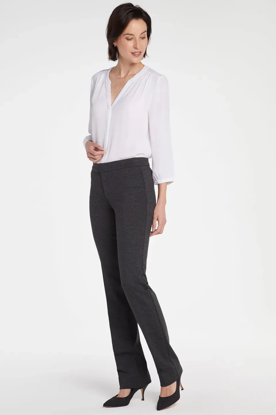 NYDJ Slim Trouser Petite Stoffhose Charcoal Ponte