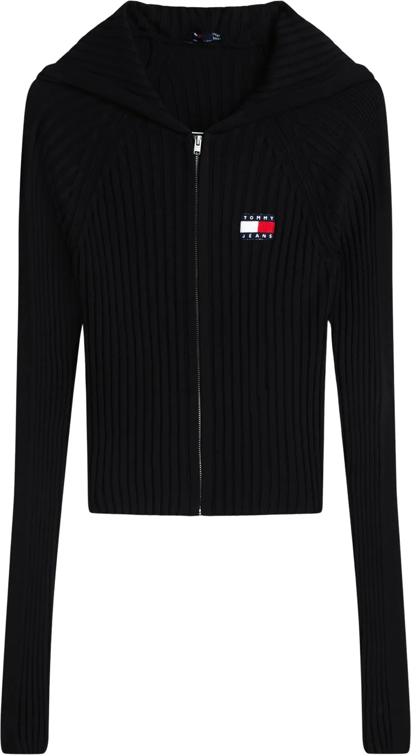 Tommy Jeans TJW Hood Zipper Rib Cardigan Strickjacke XL Kapuze