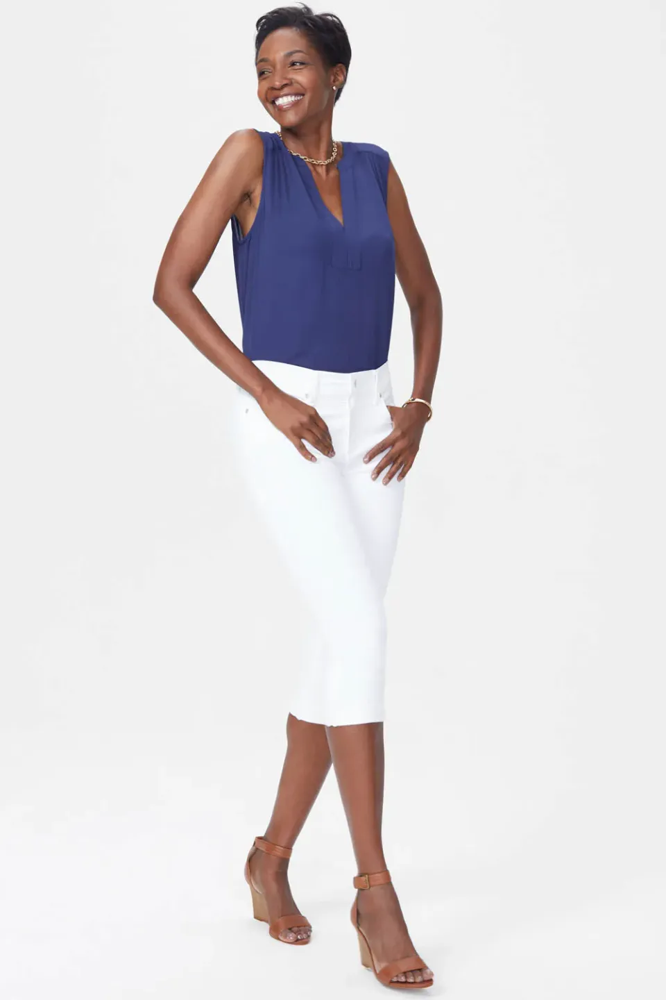 NYDJ Marilyn Straight Crop Petite Jeans Optic White