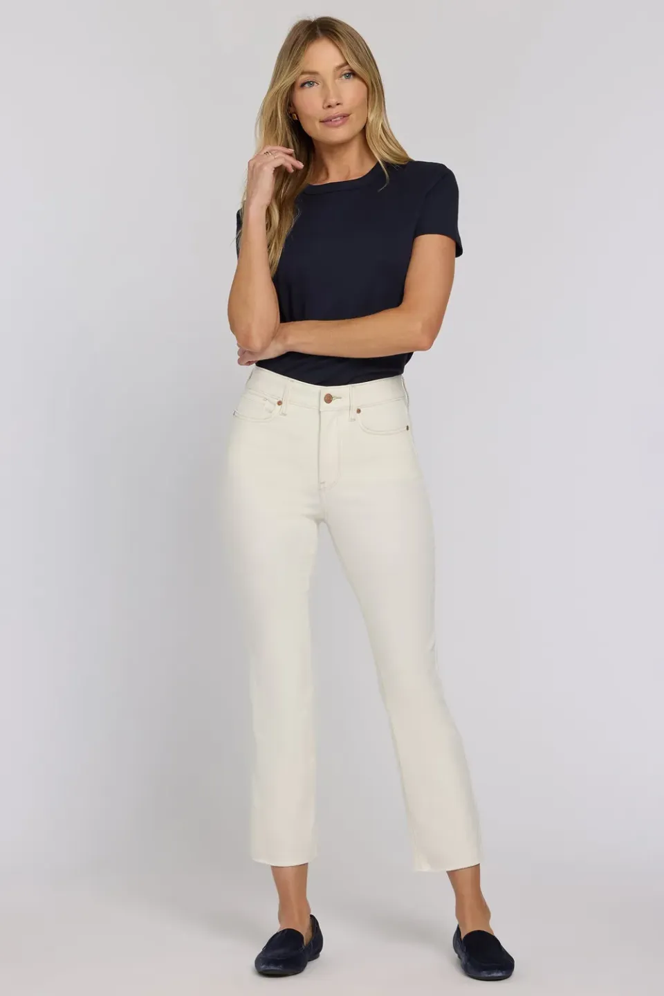 NYDJ Billie Petite Mini-Bootcut Jeans Vintage White
