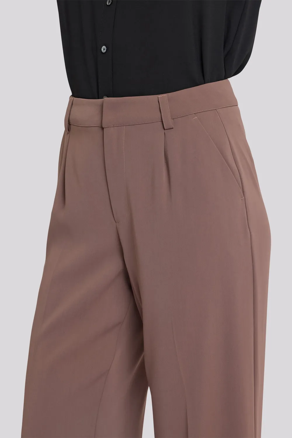 NYDJ Wide Leg Ankle Stoffhose Dunkeltaupe
