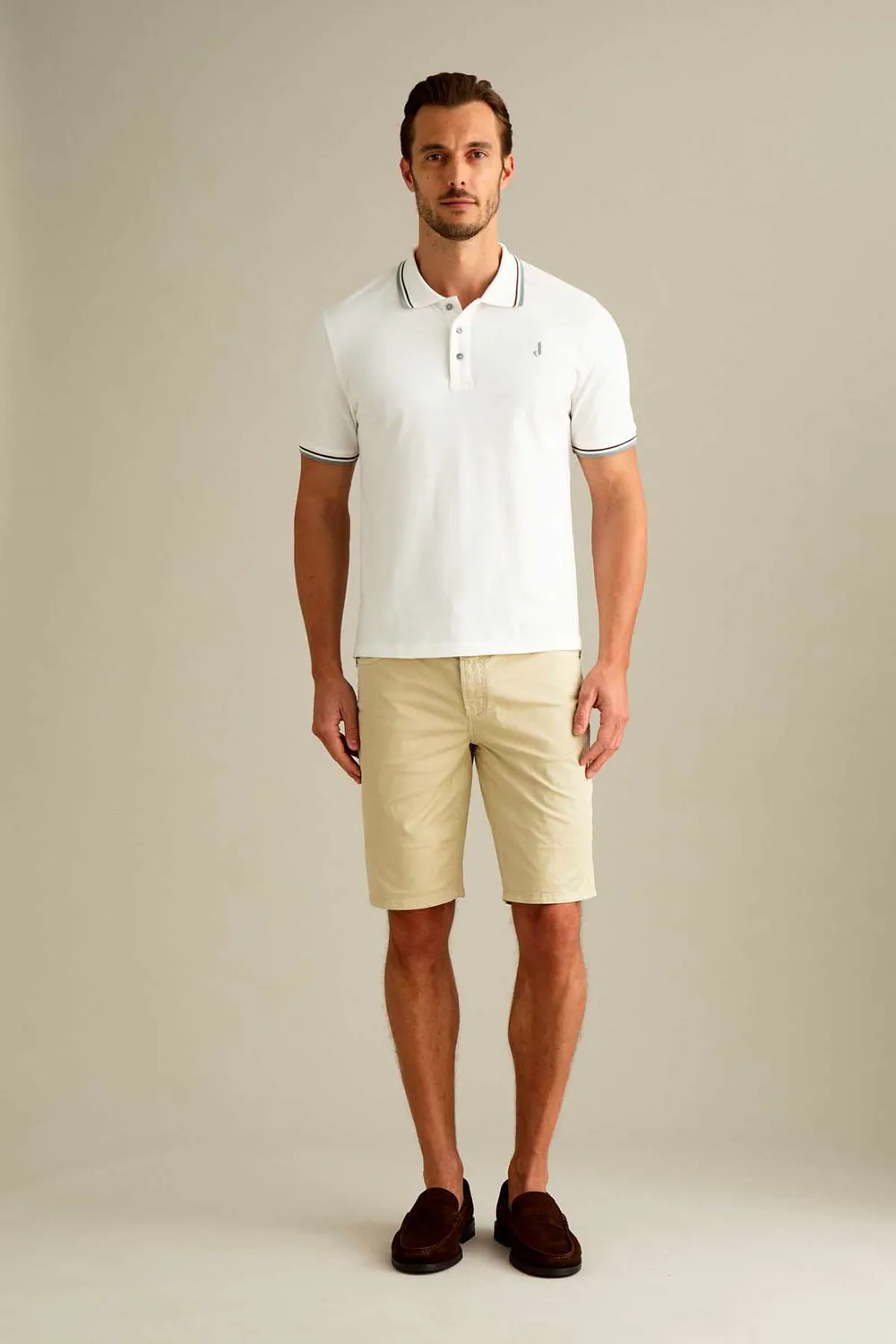 Jeckerson Jo Bermuda beige hell Slim Fit Baumwolle