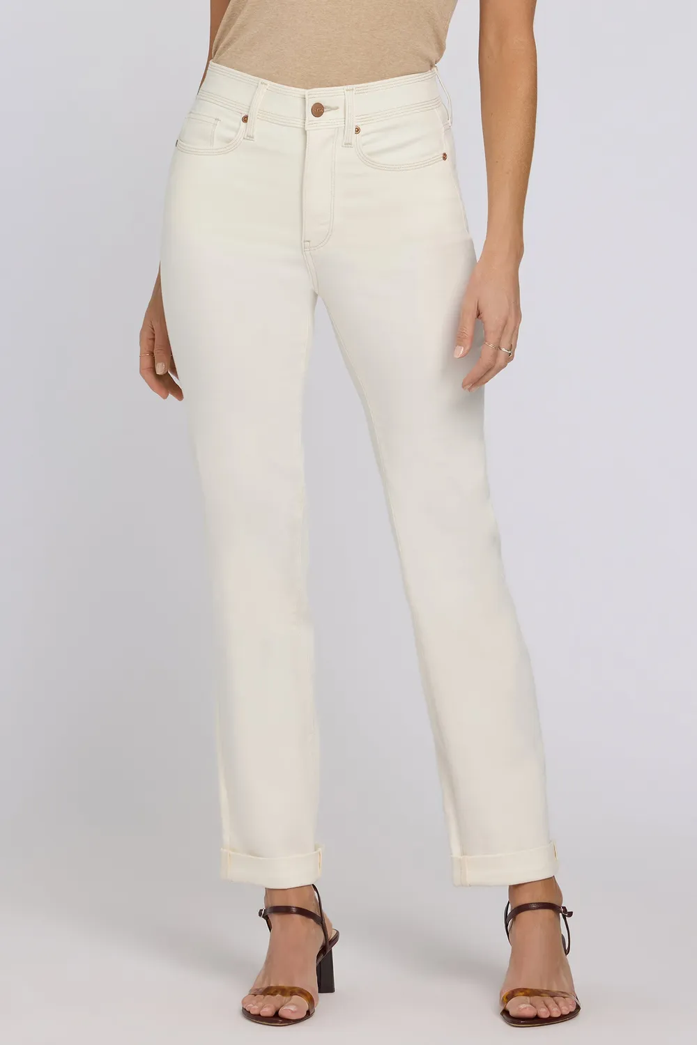 NYDJ Marilyn Straight Jeans Vintage White Petite High Rise