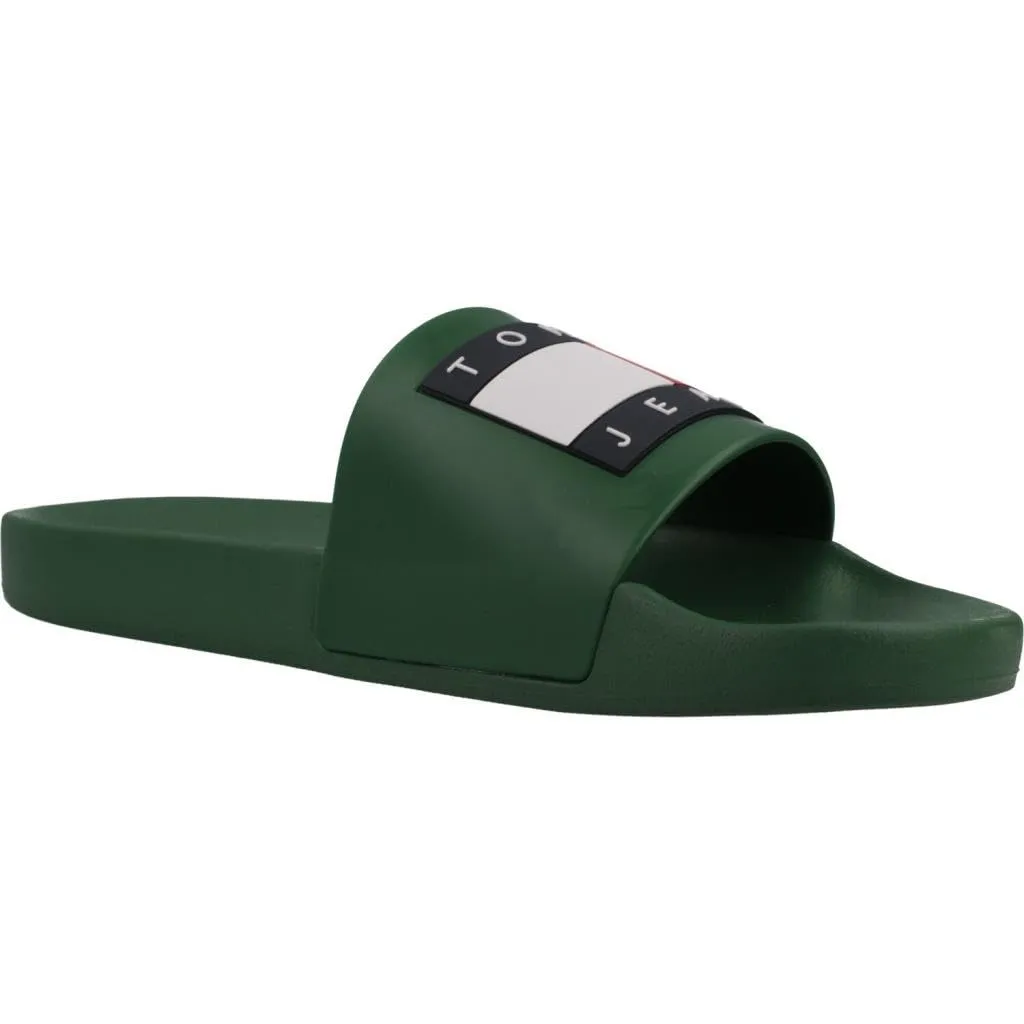Tommy Jeans Logo Badeschuhe Grün 40 mit Fußbett