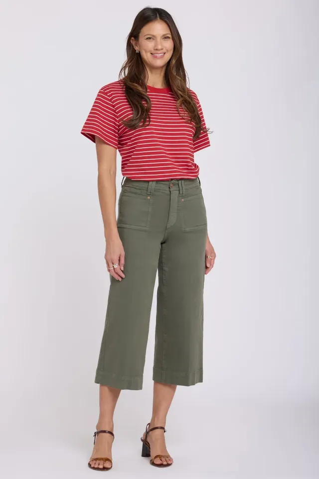 NYDJ Brigitte Wide Leg Capri Jeans Petite Desert Green