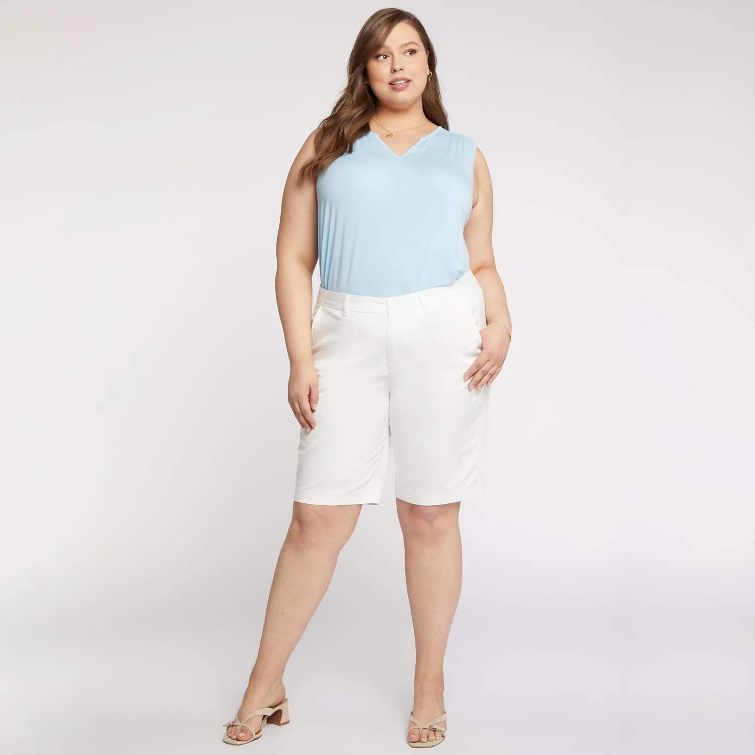 NYDJ Bermuda Shorts Plus Optic White weiß