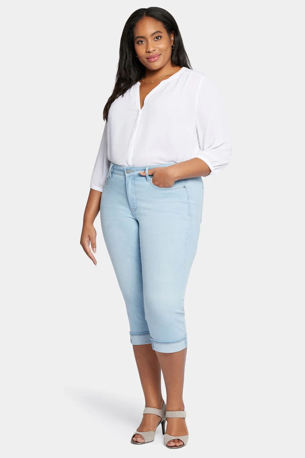 NYDJ Marilyn Straight Crop Jeans Plus Size Brightside blau