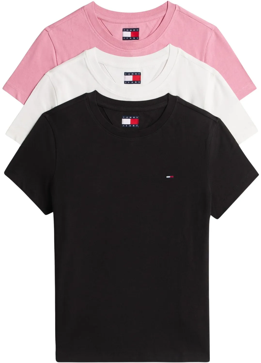 Tommy Jeans Damen 3er Pack T-Shirts XL Schwarz Ecru