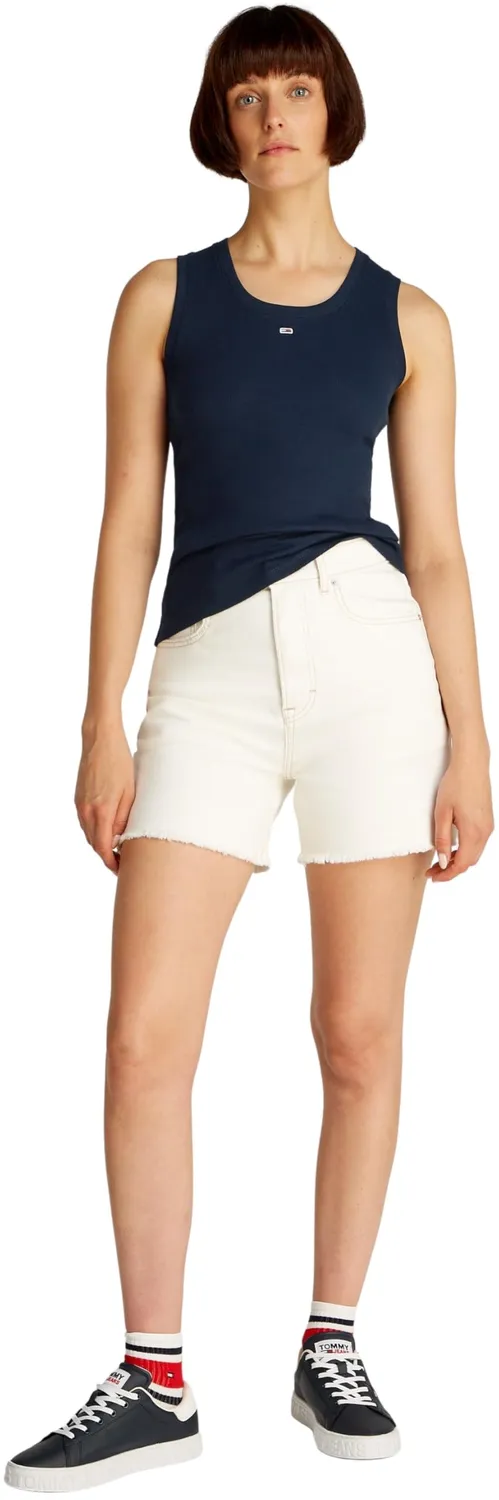 Tommy Jeans Essential Rib Tank Top Slim Damen Schwarz