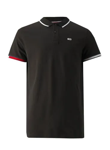 Tommy Jeans Flag Cuffs Slim Fit Poloshirt M Schwarz