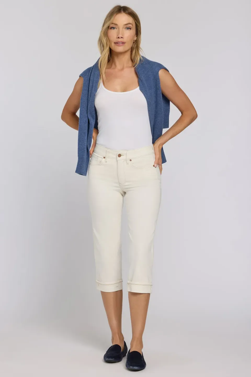 NYDJ Marilyn Straight Crop Jeans Vintage White Cropped Weiss