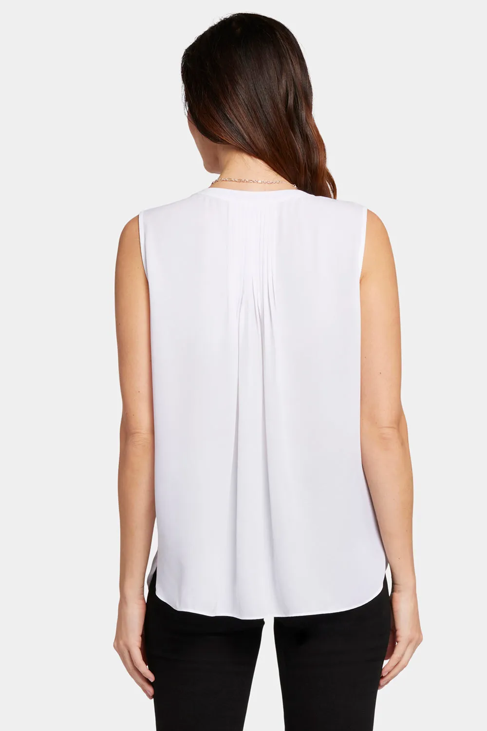 NYDJ Sleeveless Pintuck Blouse Bluse Optic White ärmellos