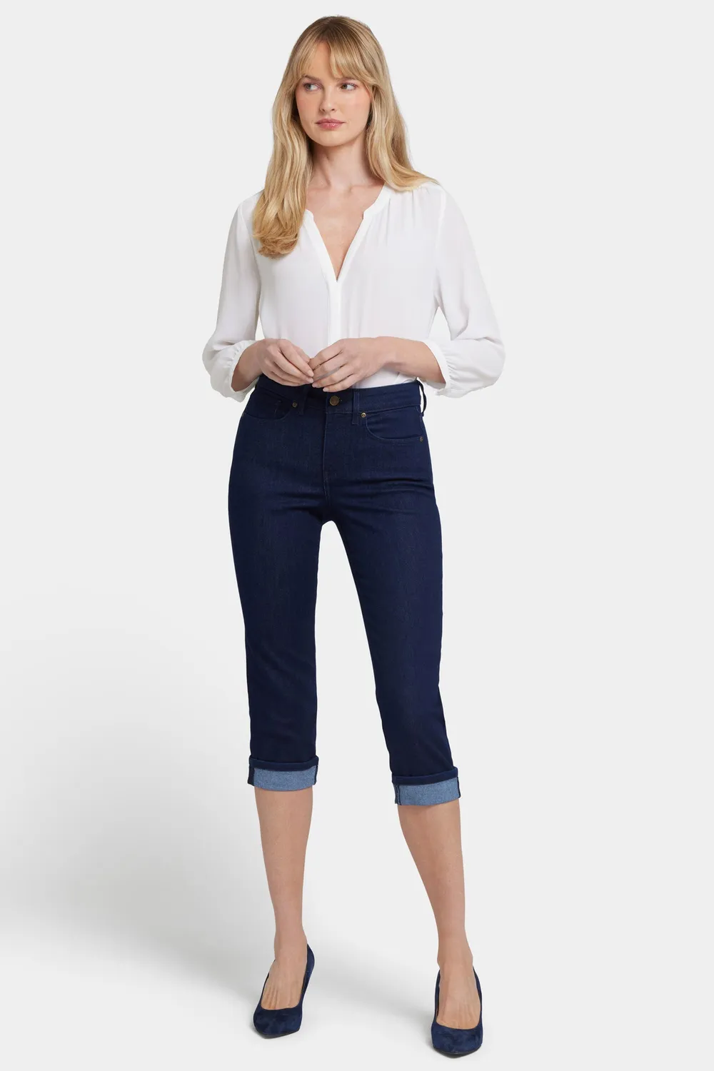 NYDJ Marilyn Straight Crop Jeans Rinse mit Umschlag