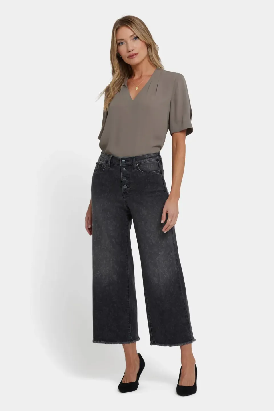 NYDJ Teresa Wide Leg Ankle Jeans Grey Province