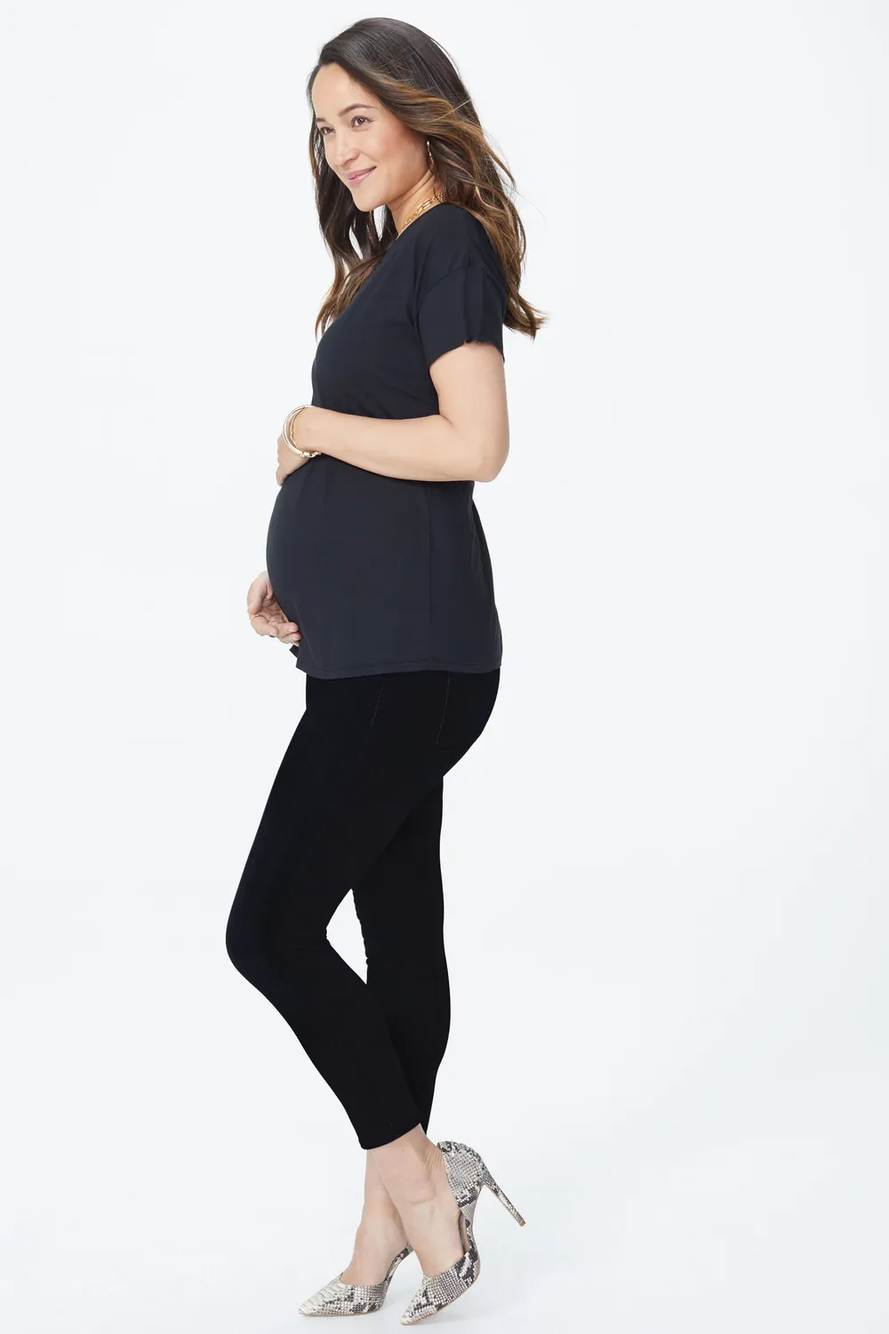 NYDJ Ami Skinny Ankle Umstandsjeans Schwarz Stretch