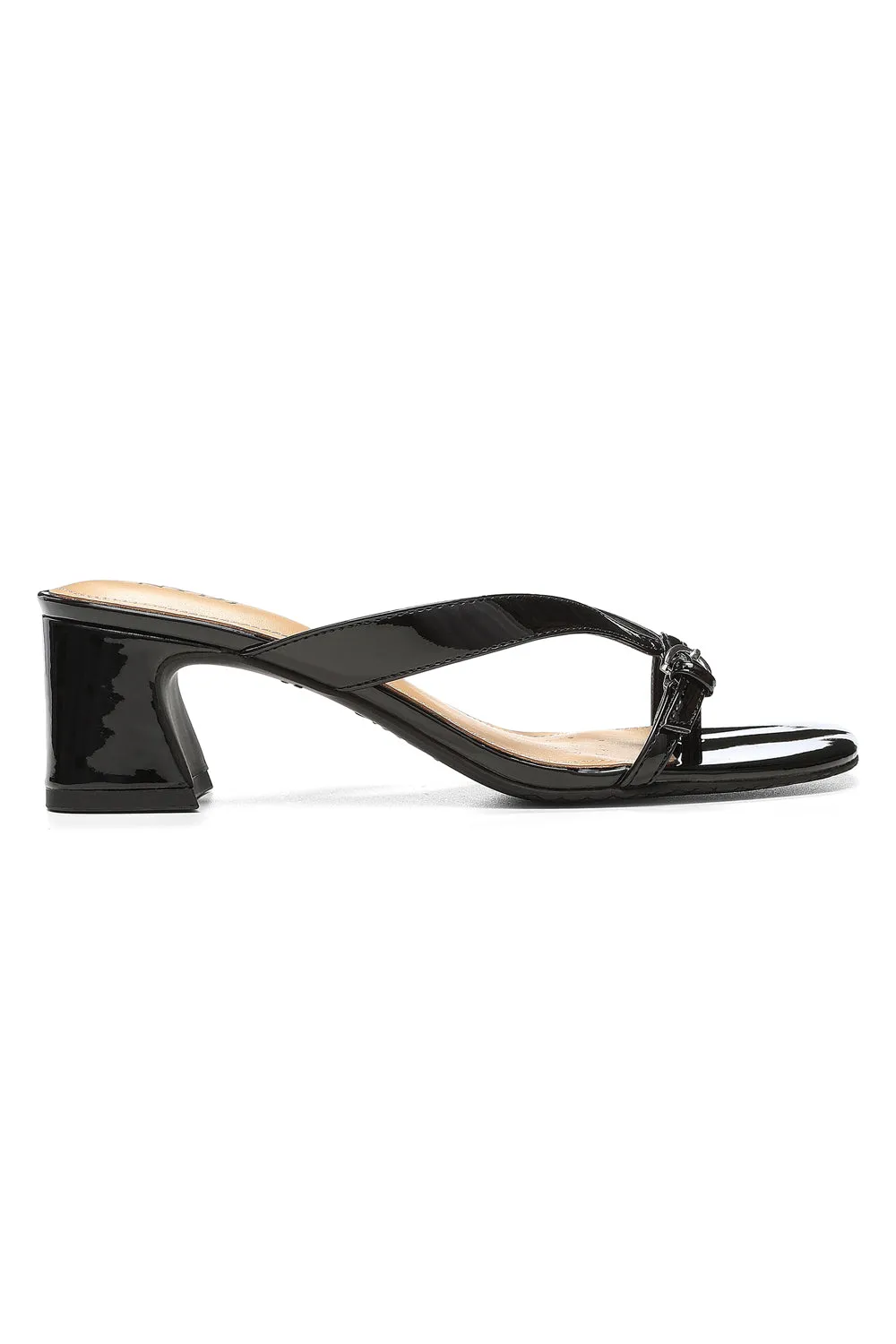NYDJ Glam Sandalen Schwarz Lack Blockabsatz Weit