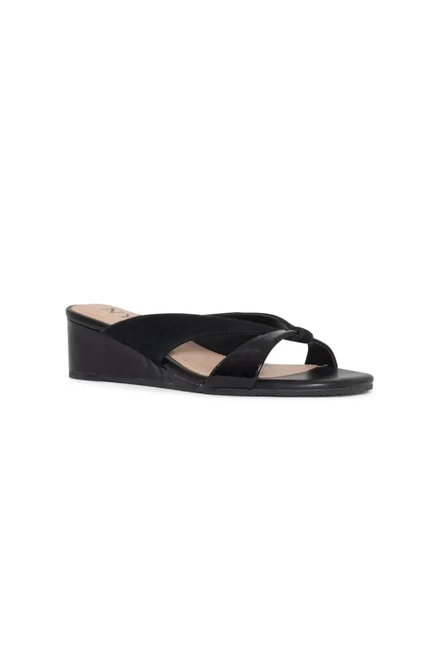 NYDJ Contessa Wedge Sandalen Schwarz Keilabsatz