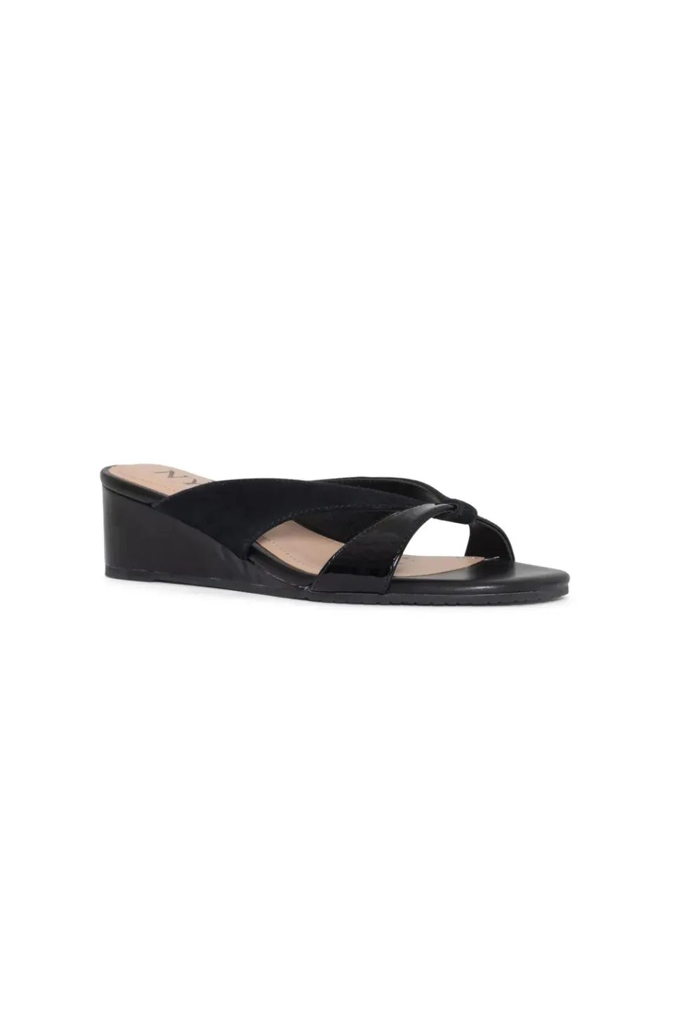 NYDJ Contessa Wedge Sandalen Schwarz Keilabsatz