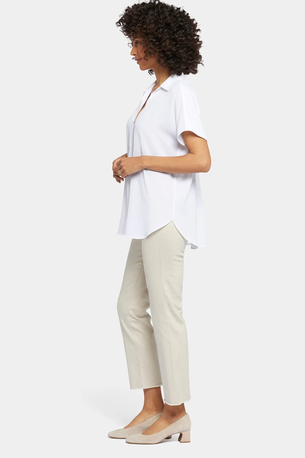 NYDJ Becky Kurzarm Bluse Optic White Weiß