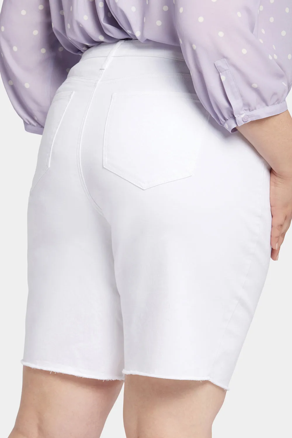 NYDJ Boyfriend Shorts Optic White Fransensaum Plus