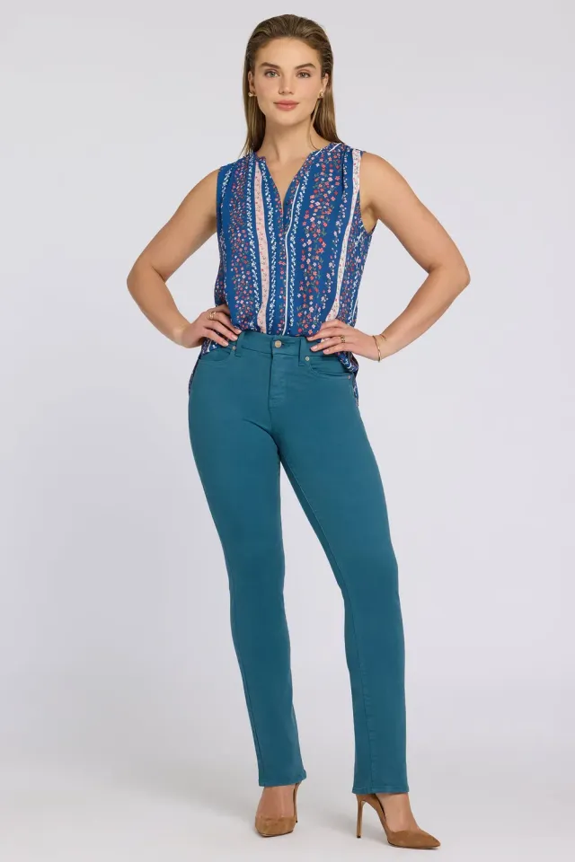 NYDJ Waist-Match Marilyn Straight Jeans Blue Lake gerade