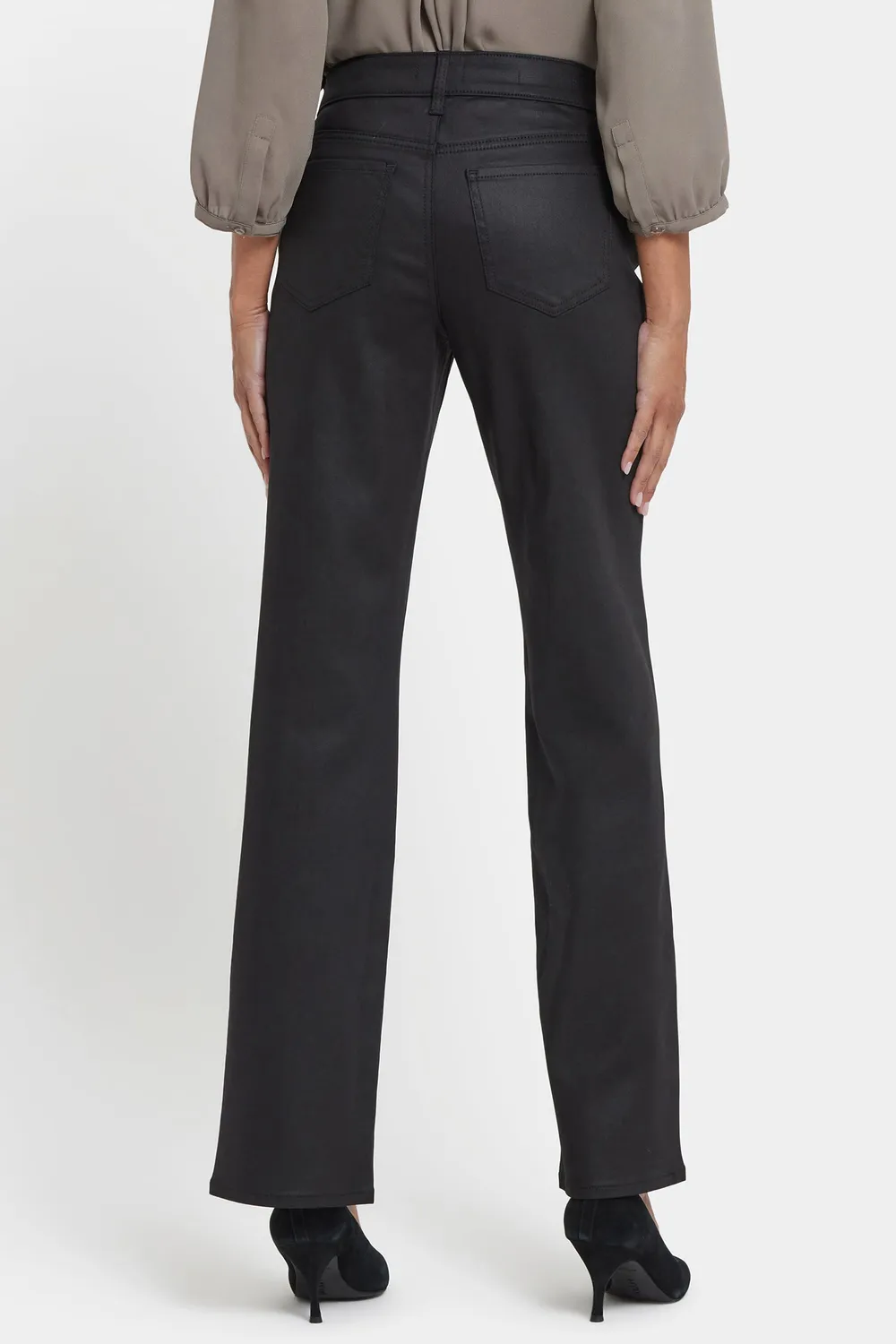 NYDJ Marilyn Straight Jeans Black Coated Schlitz