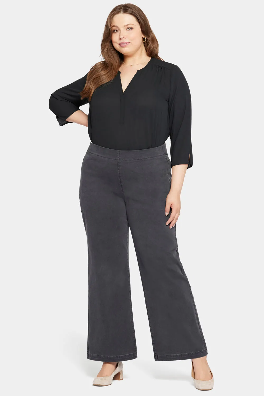 NYDJ Teresa Sierra Jeans Plus Size Wide Leg Grau