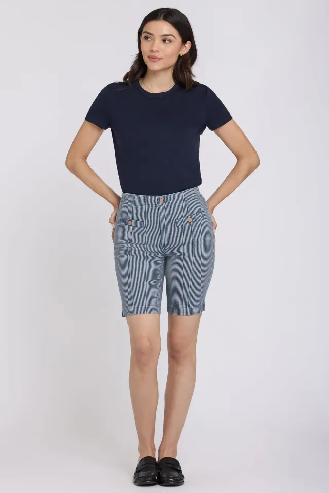 NYDJ Ella Denim-Shorts Malaga Stripe High Rise