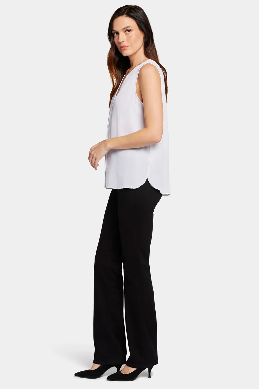 NYDJ Sleeveless Pintuck Blouse Bluse Optic White ärmellos