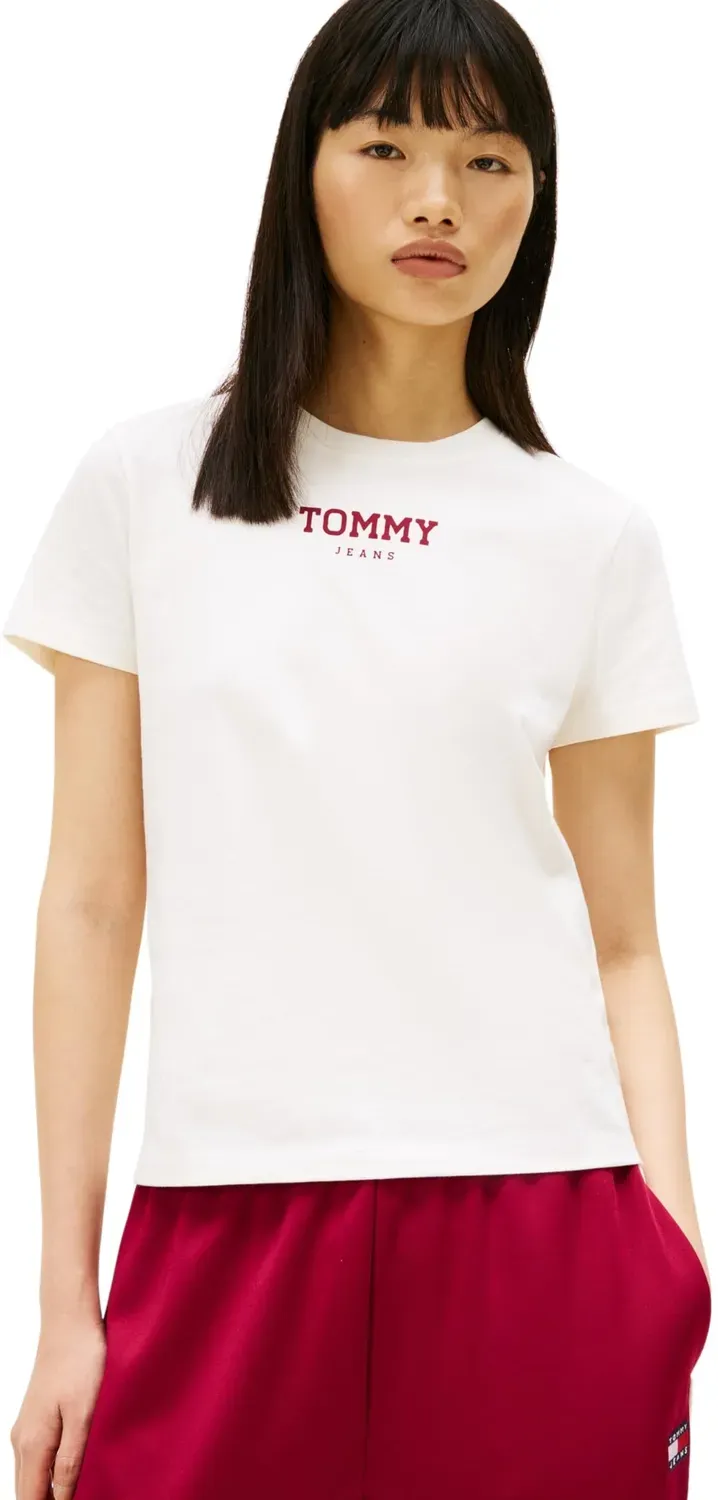 Tommy Jeans Essential T-Shirt XL Ecru Rundhals Baumwolle