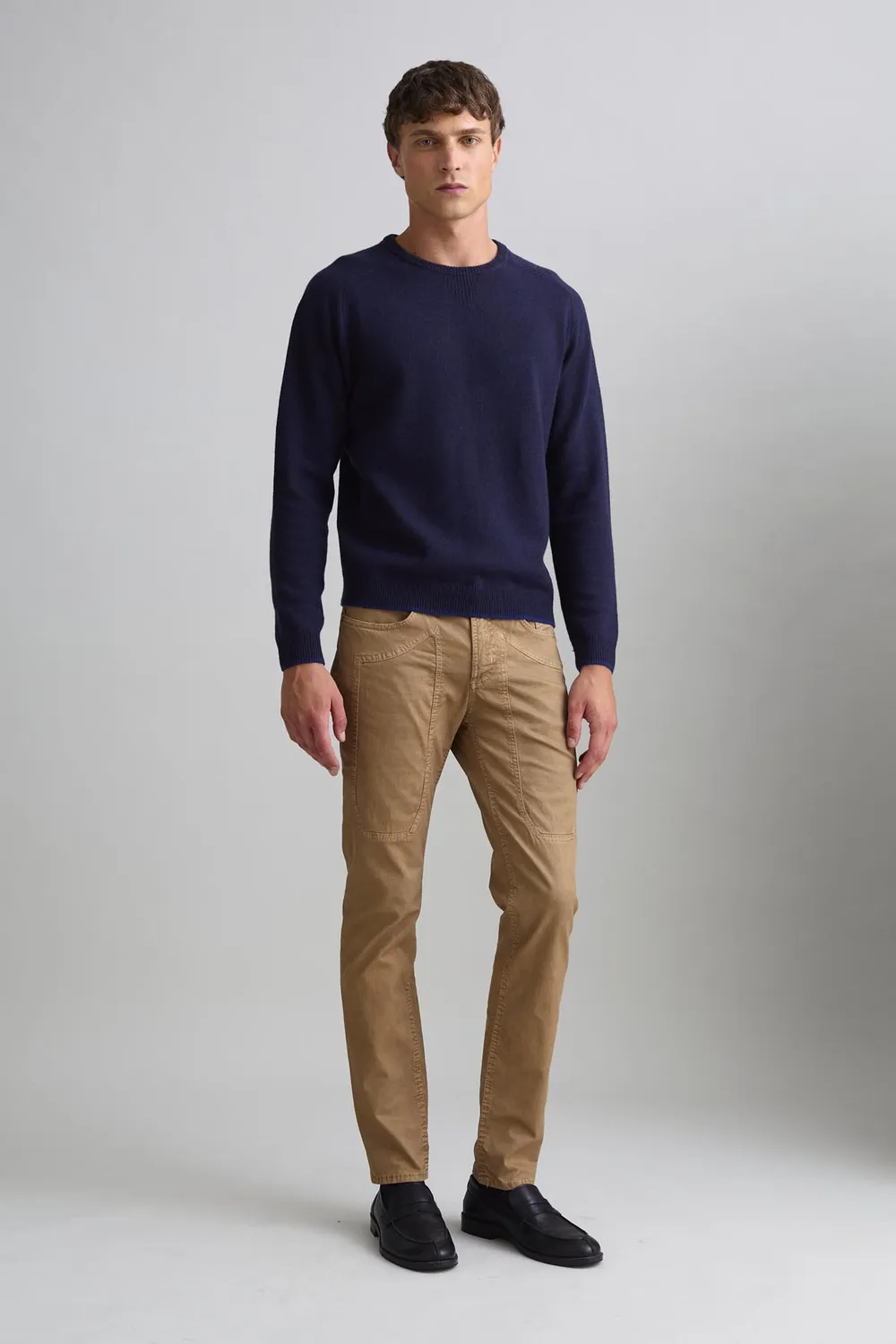 Jeckerson Raglan Rundhals Pullover Dunkelblau Wolle