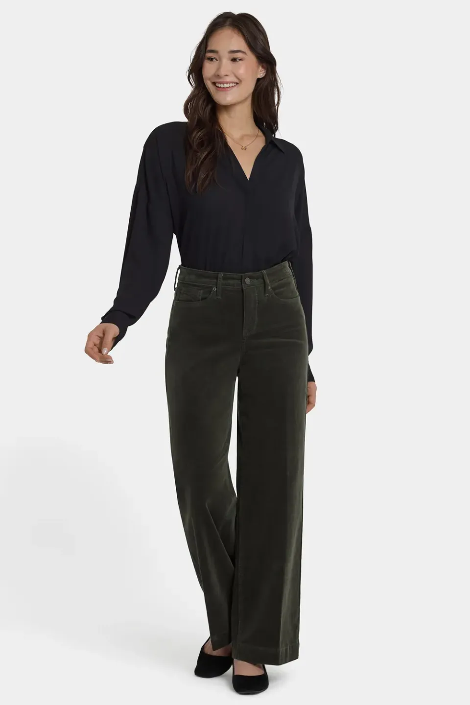 NYDJ Teresa Wide Leg Cordhose Vine Leaf