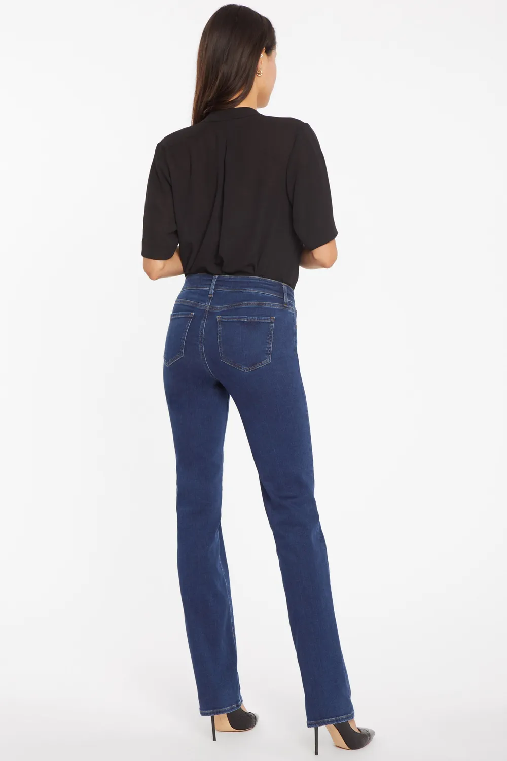 NYDJ Marilyn Straight Petite Jeans Quinn blau gerades Bein