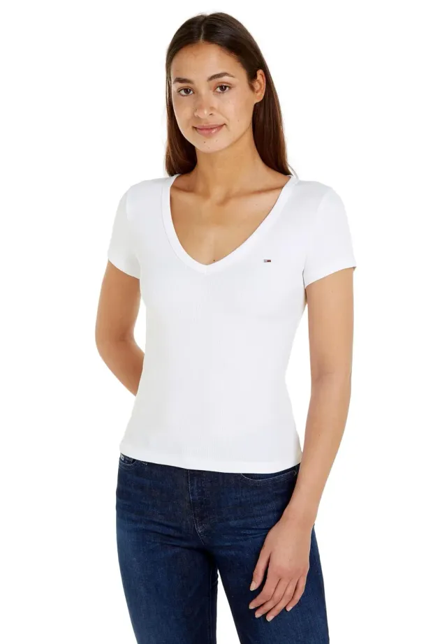 Tommy Jeans Slim Rib T-Shirt V-Ausschnitt