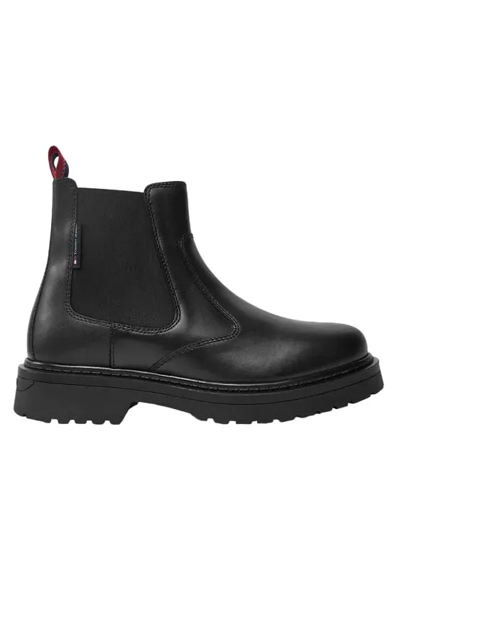 Tommy Jeans Chelsea Boots Herren Schwarz Leder