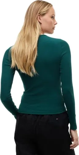 Tommy Jeans Essential Rib Ls DW0DW17387 Langarmshirt Grün M