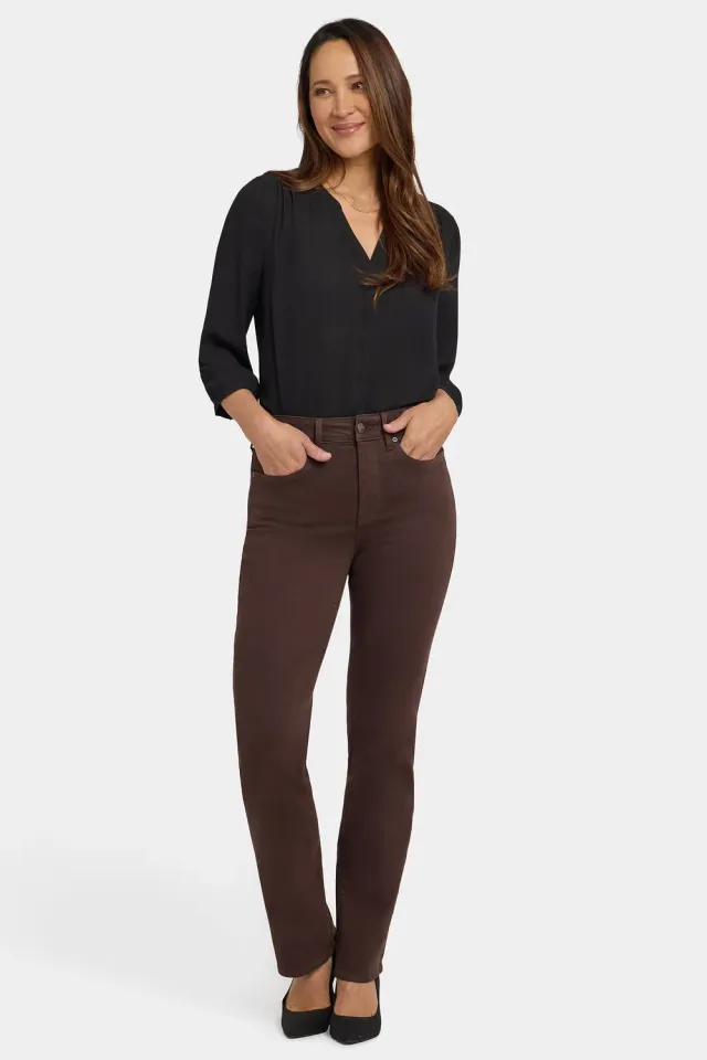 NYDJ Marilyn Straight Petite Jeans Bitter Chocolate