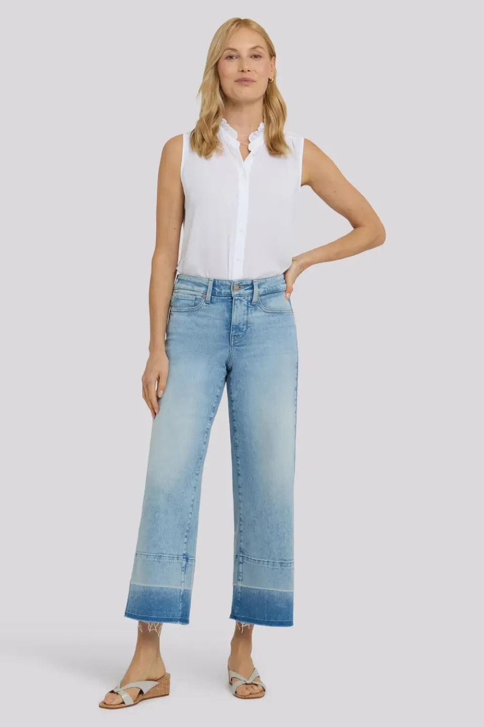 NYDJ Teresa Wide Leg Ankle Jeans Oasis Sand