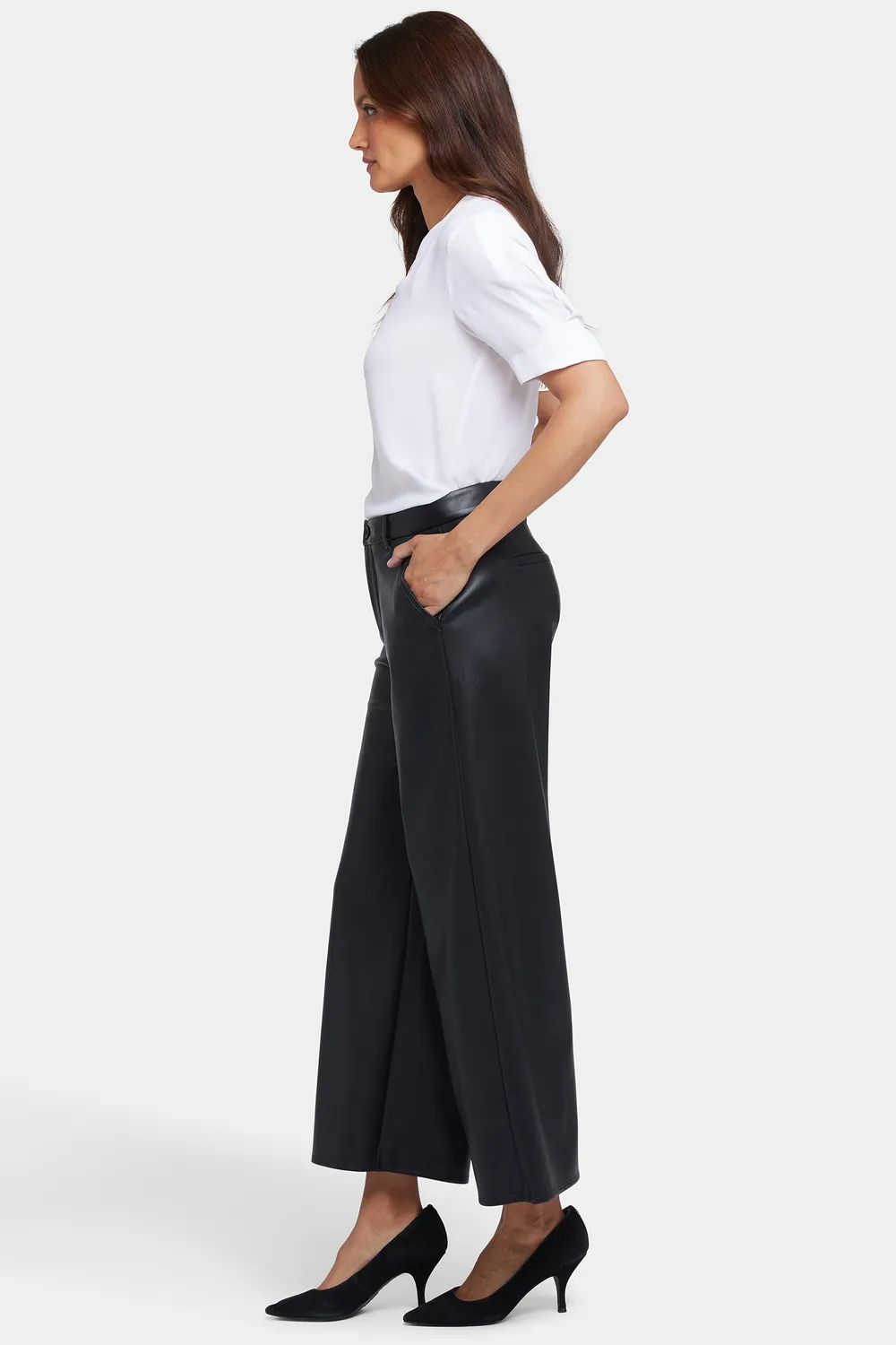 NYDJ Morgan Trouser Hose Schwarz veganes Leder