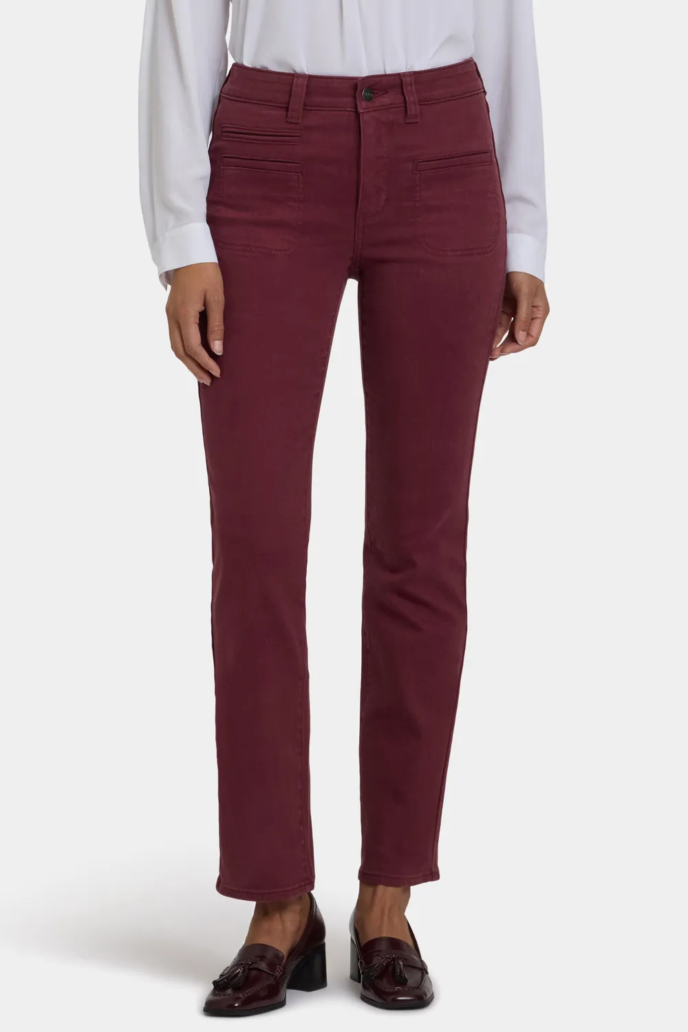 NYDJ Marilyn Straight Jeans Sienna Red Straight Rot High Rise