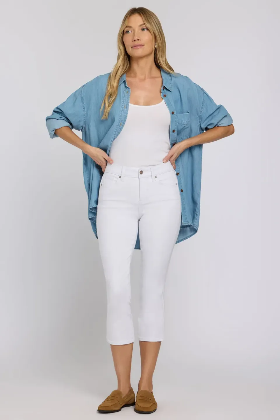 NYDJ Chloe Capri Jeans Optic White weiß geschlitzt