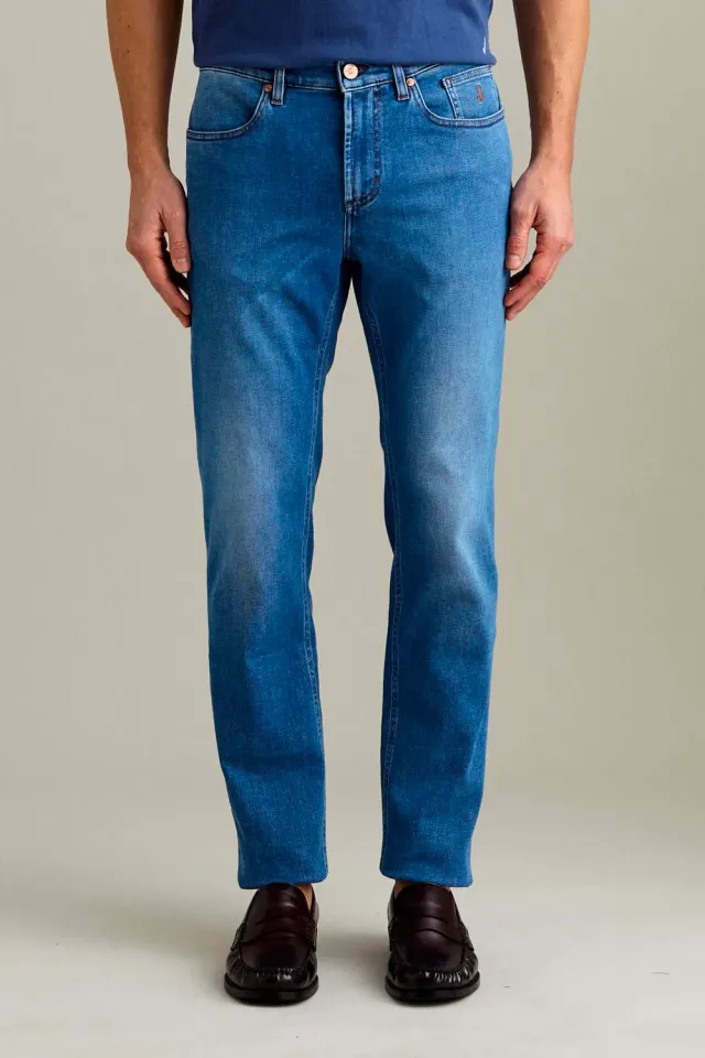 Jeckerson Jordan Slim Fit Jeans Mittelblau Stretch-Denim